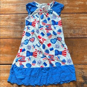 Patriotic Kids Dress with Blue Accents - Size Small (5/6)